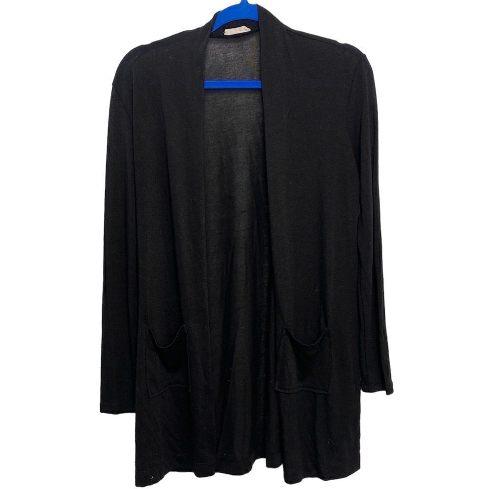 SALE I. Joah Open Front Long Light Weight Cardigan Black Size Small